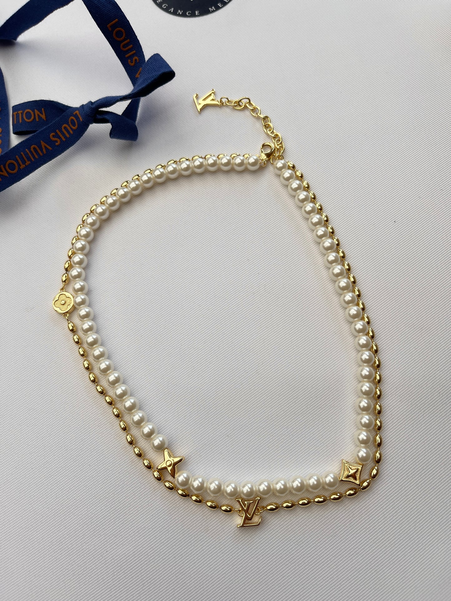 LV Pearls Fusion Necklace gold
