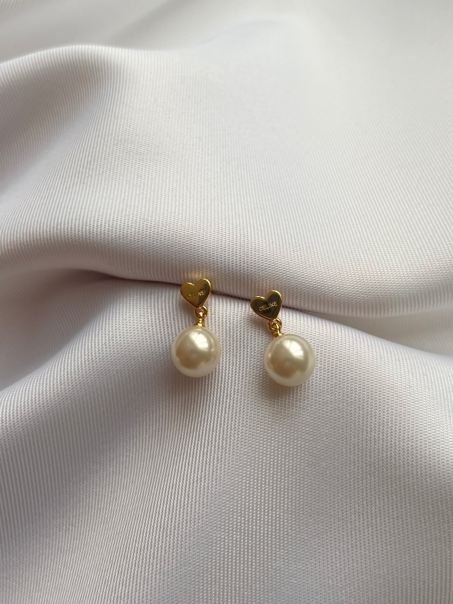 Celine heart pearl earrings