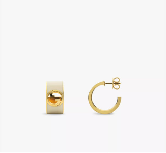 Blondie enamelled-metal hoop earrings GG