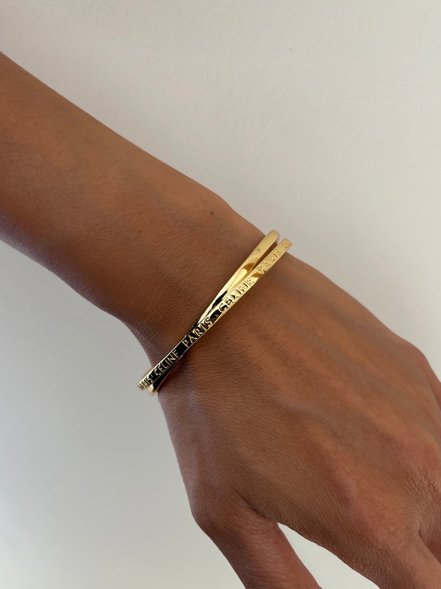 Celine Paris double thin cuff with gold finish