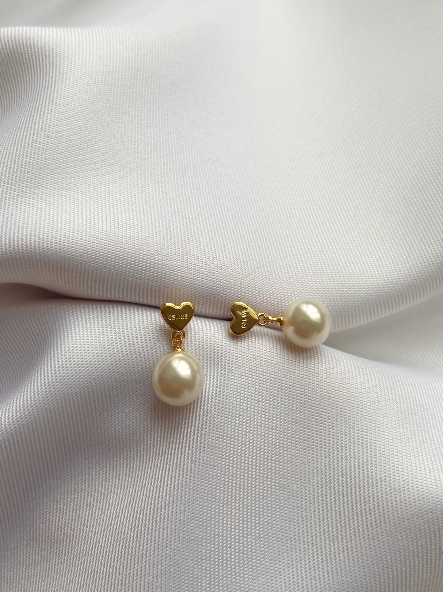 Celine heart pearl earrings